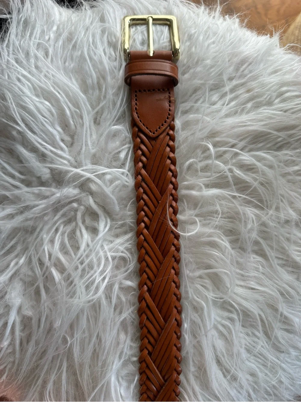 J. Crew Braided Leather Belt in Saddle with Brass Buckle - Picture 4 of 7